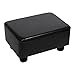 CAROLMADE Small Footstool, PU Leather Step Stool, with Padded Seat Sturdy Legs Rectangular Stool, for Living Room Bedroom (Black, Medium)