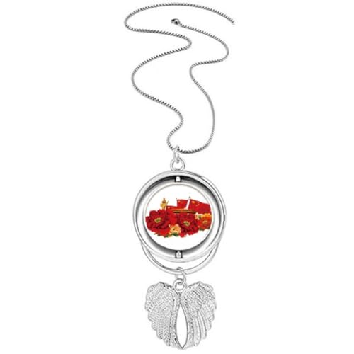 Collier Tiananmen ailes d'ange drapeau rouge étoilé pendentif tendance