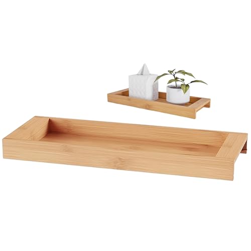 Organizador de Tapa de Inodoro, Organizador rústico de exhibición de 16 x 6 Pulgadas, Bandeja de tocador de baño, para de pañuelos, Maquillaje, Joyas, tocador, mostrador, hogar, apartamento