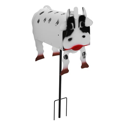 Buzón de vaca de hierro resistente al sol con amplio espacio interior para jardín 4