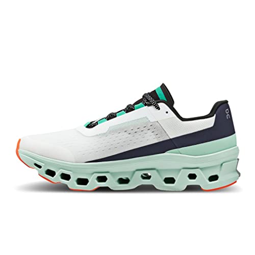 On Men's Cloudmonster Sneakers, Undyed White/Creek, 10.5 Medium US