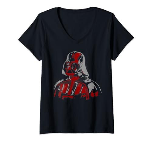 T-shirt Star Wars Darth Vader col V pour femme au style graphique unique