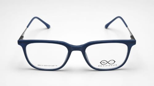 Image of Soft Square Optical Eyeglass Frame for Men & Women, Front with Metal Temples, Clear Demo Lenses, Lightweight Mixed Material Frame, Ribbed Temple Design for Prescription Lens Replacement