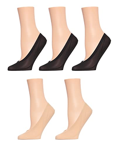 Image of MeMoi Women's 5 Pair Pack Fine Edge Nylon No Show Liner Socks