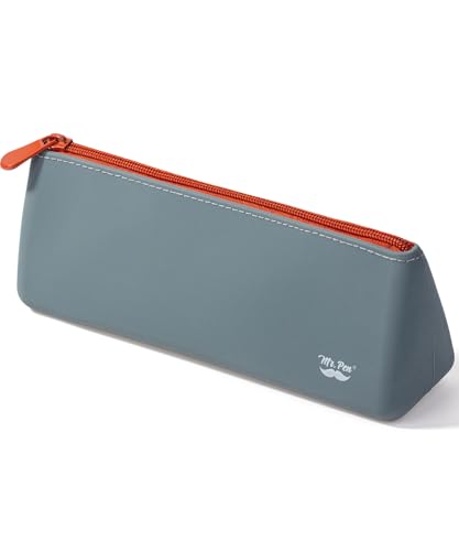 Mr. Pen- Silicone Pencil Case Pouch, Slate Blue, Aesthetic Triangular Design, Multipurpose, Aesthetic Pencil Case Small, Silicone Makeup Bag