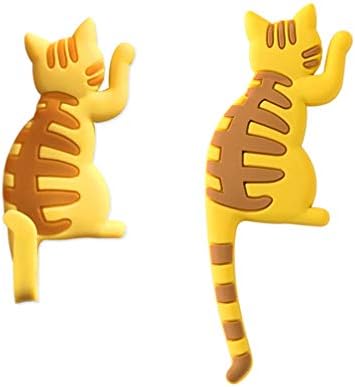 BESPORTBLE 6PCS Magnetic Hooks Cat Shape Traceless Fridge Magnet Fridge Sticker Key Holder for Office Refrigerator Whiteboard Decor Random Pattern
