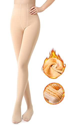 tanzdunsje Damen Strumpfhosen Warm Thermostrumpfhos Damen Gefütterte Leggings Hohe Taille Strumpfhosen Warm Fleece Pantyhose Cover