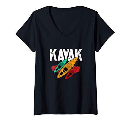 Mujer Kayak Graphic for Kayaking Fans and Water Paddling Lovers Camiseta Cuello V
