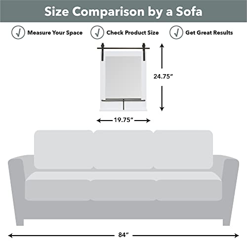 Firstime & Co. White Ingram Barn Door Wall Mirror With Shelf, Vintage Decor For Bedroom And Bathroom Vanity, Wood, Farmhouse, 24.75 X 19.75 Inches #TOP6