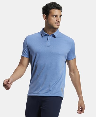Image of Jockey MV42 Men Recycled Microfiber Elastane Stretch Half Sleeve Active Wear Polo T-Shirt with Breathable Mesh