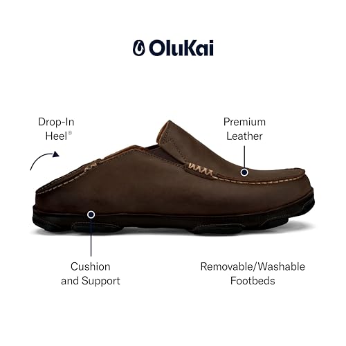Image of OLUKAI Moloa Men's Premium Leather Shoes, Easy Slip On & Off Design, Casual & Versatile Loafer, Drop-in Heel & Enhanced Traction