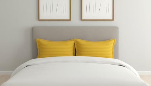 Image of Filymore Stripe Yellow Pillow Covers Set of 2 Covers| Made with Pure Microfiber Soft & Skin Friendly Pillow Cases | Size (17 x 27 inch (Yellow)