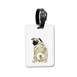 WIRESTER PU Leather Luggage Tag Name Tag Bag Tag for Travel Suitcase Baggage Luggage - Pug Dog