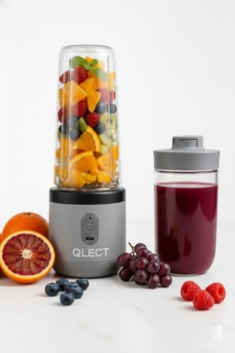 Qlect Portable Blender Electric Juicers Fruit Mixers USB Rechargeable Smoothie Mini Personal Juicer 6 Blades With 1500 Mah Rechargeable Battery-Smooth