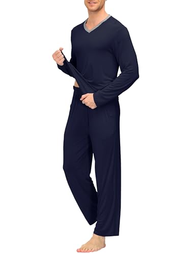 Image of JINSHI Men's Pajama Sets Soft Lightweight Sleepwear Nightwear with Pocket