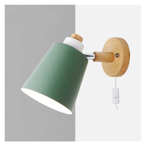 Aplique de pared E27 con interruptor y enchufe para lámpara de noche