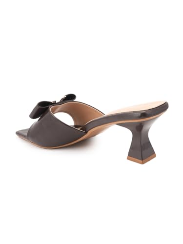 Image of DROP BOLD SQUARE TOE KITTEN HEEL WITH ELEGANT BOW DETAIL FOR WOMEN