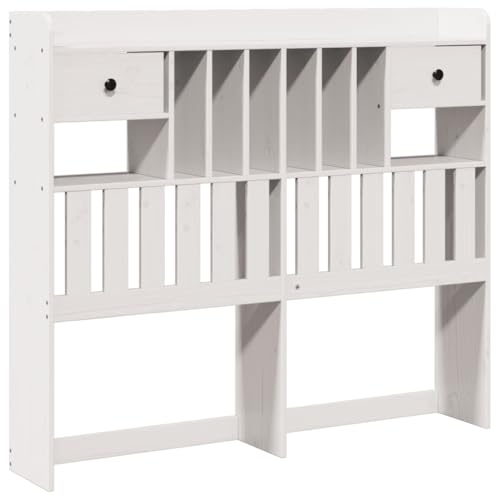 ZXDTVFGN Cabecero de Madera 2 cajones, Estilo estantería Profunda, Abierto para Camas matrimoniales, Queen y King, Blanco (141 x 110 cm)