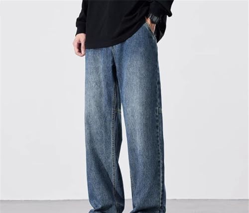 Men Wide Leg High Street Denim Pants Summer Loose Fit Casual High Waisted Office Work Trousers2