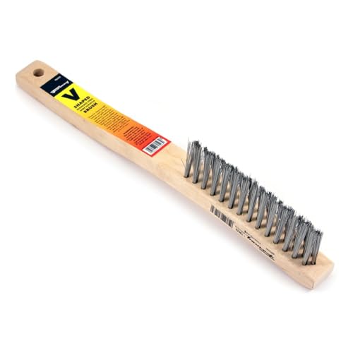 Image of Forney 70523 V-Groove Stainless Steel Wire Brush, with Wood Handle, 13-3 /4-Inch-by-.014-Inch