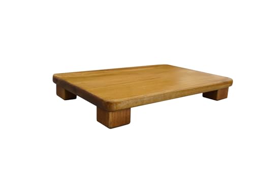 Image of Premium One Step Stool for Kitchen, Stairs, Desk, Table - Solid Wood Foot Stool & Footrest for Bedroom, Kids & Adults. (Style- A, Height- 2 inch)