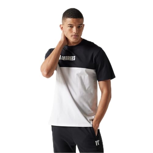11 Degrees Camiseta para hombre, color blanco, negro, blanco/negro, M