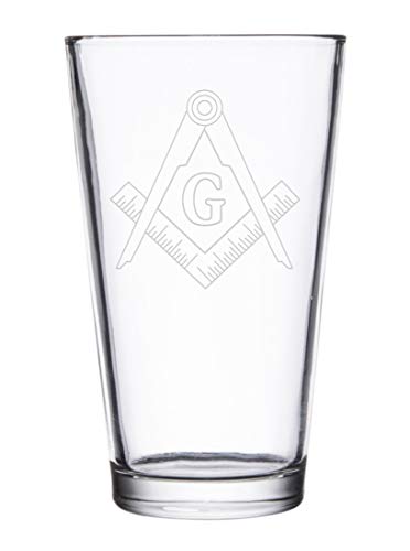 Mason Masons Masonic Live Better Logo Symbols - Laser Engraved Pint Glasses for Beer, 16 oz Stein
