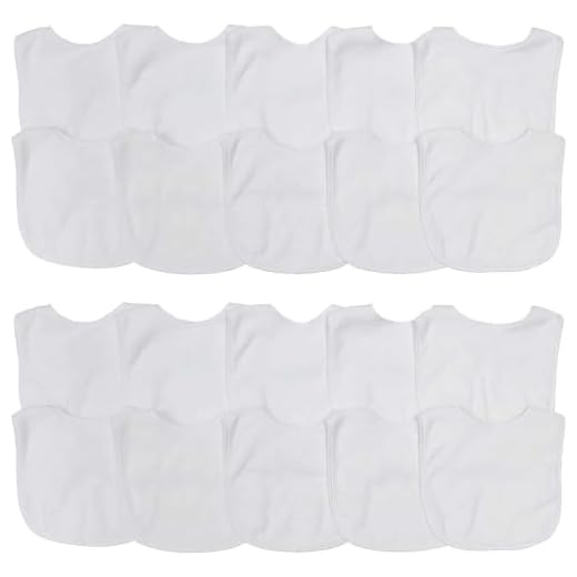 Neat Solutions 2-Ply Knit Terry Solid Color Feeder Bibs in White - 20 Pack