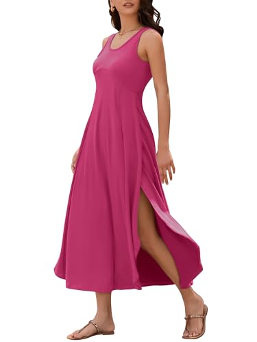 Image of ZAFUL U Neck Backless Split Flowy Maxi Casual Tank Dress