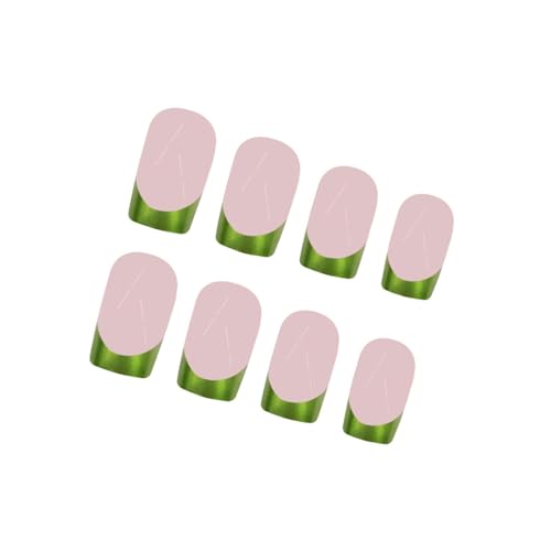 24 uñas postizas cuadradas cortas a presión, uñas artificiales, uñas postizas, diseños de uñas francesas, puntas de regalo