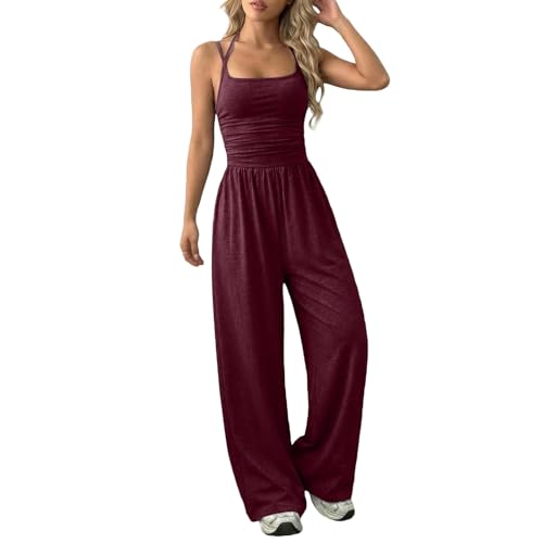 Combinaison bustier femme pantalon large uni élégant