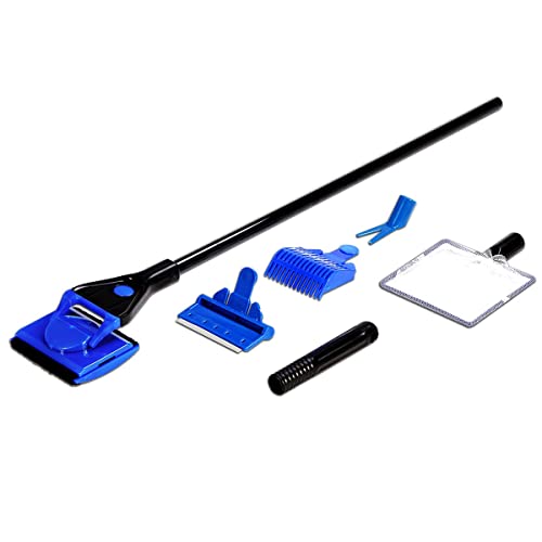 Aquarium 5-in- 1 Cleaning Kit Fish Net Gravel Rake Algae Scraper ...