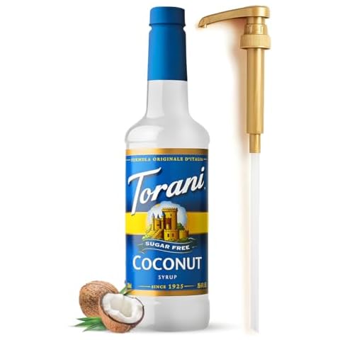 Torani Sugar Free Coconut Syrup with Fresh Finest Syrup Dispenser Cover