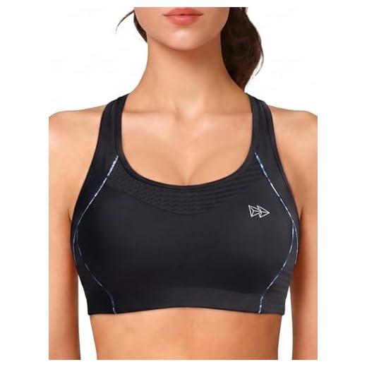 Yvette Sport BH Starker Halt Ringerrücken Große Ohne Bügel Bustier für Fitness Lauf Yoga, Schwarz, Gr.- XXL(D-F) für 95D 95E 95F