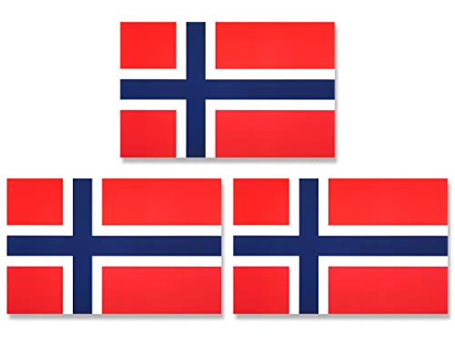 Image of JBCD Norway Norwegian Flag Magnet Decal - for Car SUV Truck, 3 Pack, 3x5 Inches