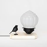  Art Deco Trade - Lampada da tavolo/scultura Tiffany Palla di un uccello con paralume in vetro Wassail
