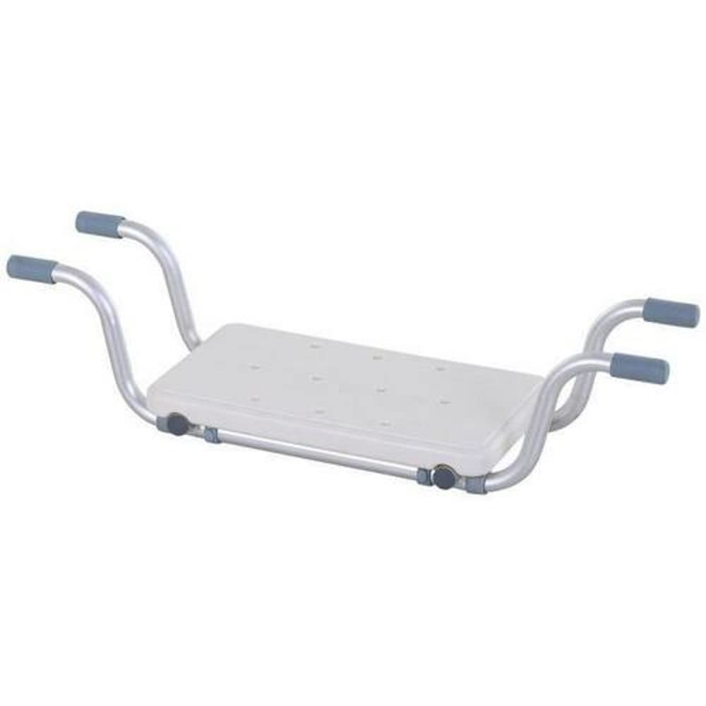 Siège de Baignoire - siège de Bain Suspendu réglable - Tabouret de Salle de Bain - dim. 73-83*22*18cm - alu. HDPE Blanc