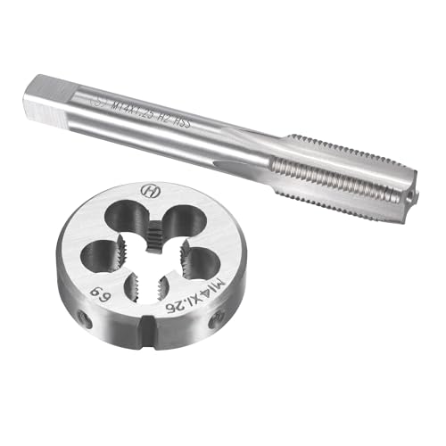 sourcing map Gewindebohrer Schneideisen Set M14 x 1,25mm, Gewindeschneider Schneideisen Set mit Legierungswerkzeug