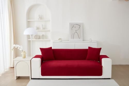 Image of HOMETHREADS Innovative Premium Sofa Cover Set with PVC Backing for Non-Slip Comfort (Maroon, 1 Seater | 176x63cm)