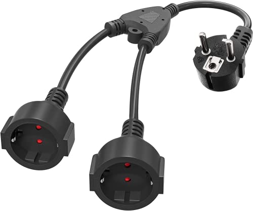 Doppelstecker für Steckdose, 2 Fach Steckdose, 2 in 1 Steckdosenadapter Steckdosenverlängerung, 0.1M Kurz Verlängerungskabel Mehrfachsteckdose, Tragbare Praktisch für Büro, zu Hause, Reisen - Schwarz Cover