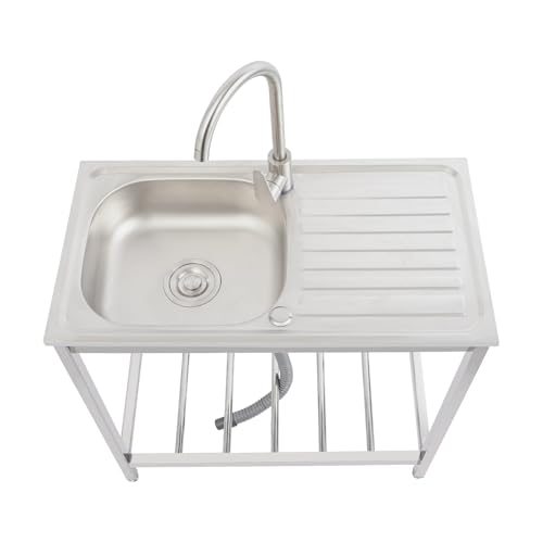 Fregadero de cocina con armario de acero inoxidable para exterior 75x40x75 cm 7