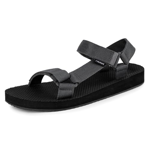 riemot Sandali Sportivi Uomo Estivi Sandali da Trekking Leggere Comode Antiscivolo Scarpe per All'aperto Escursionismo e Spiaggia Grigio EU44