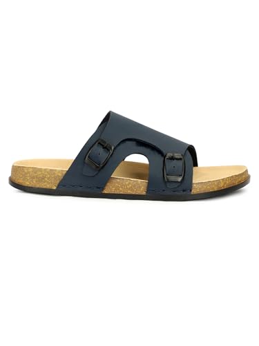 Image of Men Full Cover Double Buckle Slippers | Covered Slip-On Sandals for Men | Comfortable Footwear | Adjustable Strap Rubber Sandals | Anti-Slip Sole Slippers