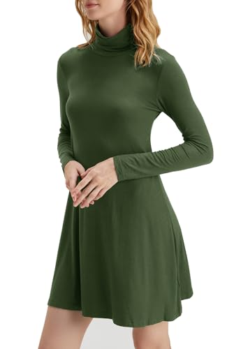 Image of KEEDONE Women's Long Sleeve Turtleneck Casual Loose T-Shirt Dresses
