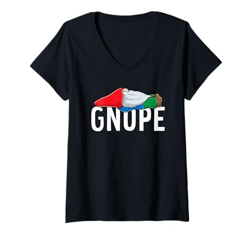 Womens Gnope Lazy Tomte Gnome Funny Nope V-Neck T-Shirt