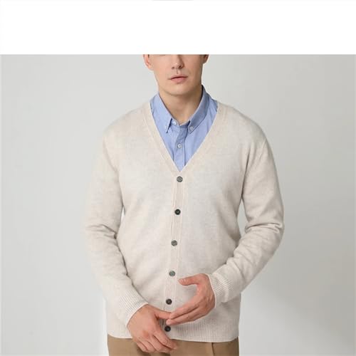 100% Cashmere Cardigan Men's V-Neck Knitted Sweater Spring Autumn Long Sleeve Cardigan Sweater2
