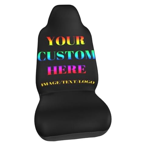 Teesobunny Custom Car Seat Covers Personalized Add Your Design Photo Text Logo Interior Front Protector Non-Slip Thickened High Elasticity Universal Size for Truck SUV Black Cover