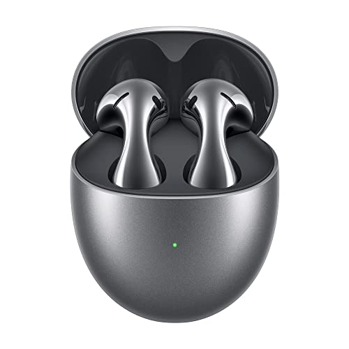 Huawei FreeBuds 5 Auriculares Inalámbricos, Bluetooth 5.2, iOS & Android, Certificado de Óptima Resolución, Diseño Open-Fit, Doble Conexión, 30 Horas de Duración de La Batería, IP54, Plateada