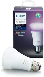 Philips Hue Single Premium A19 Smart Bulb, 16 million colors, for most lamps & overhead lights (Hue Hub Required, Works with Alexa), Old Version, White (464487)