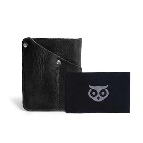 Image of Hide & Drink, Front Pocket Wallet Handmade from Full Grain Leather - Multi-tool Pouch, Card Holder, Money Organizer, Travel Accessories (Charcoal Black)